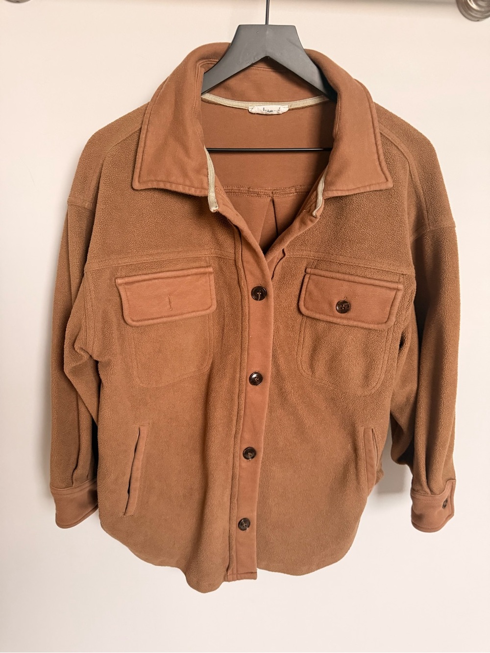 In Bloom Women's Fleece Shacket in Cognac Brown XS